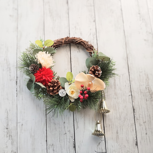 2wayクリスマス＆お正月のリース(約30cm) リース ndana 通販 18620494