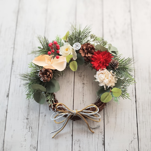 2wayクリスマス＆お正月のリース(約30cm) リース ndana 通販 18620494