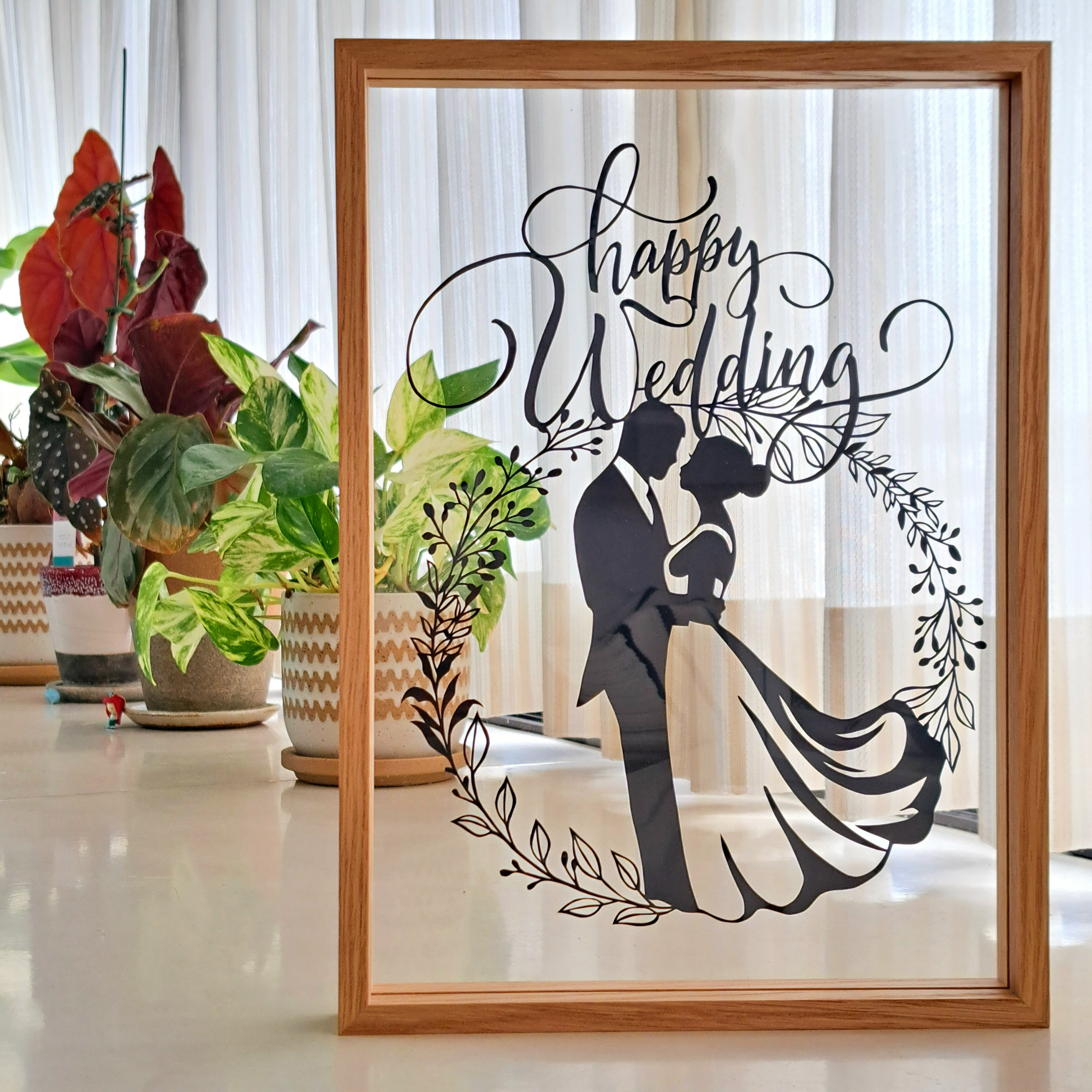 結婚式 切り絵ウェルカムボード ~happy wedding~ /フレームなし