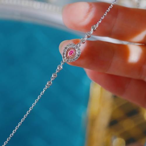 第一ネット ピンクダイヤモンド付きブレスレットk18 ブレスレット パール アクセサリー