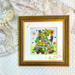 聖なる夜の星降るクリスマスリース 押し花アート額 その他アート 神戸