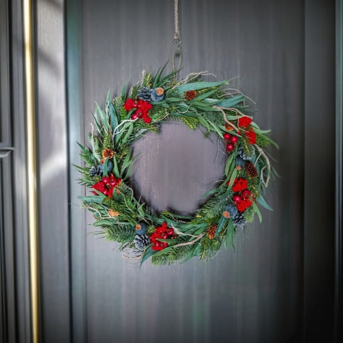 生花に見える】特大 クリスマスリース 高級 造花 冬 玄関 パーティー