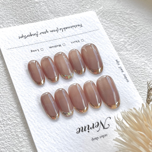 ガラスフレンチネイル マグネット ネイルチップ（つけ爪） nail