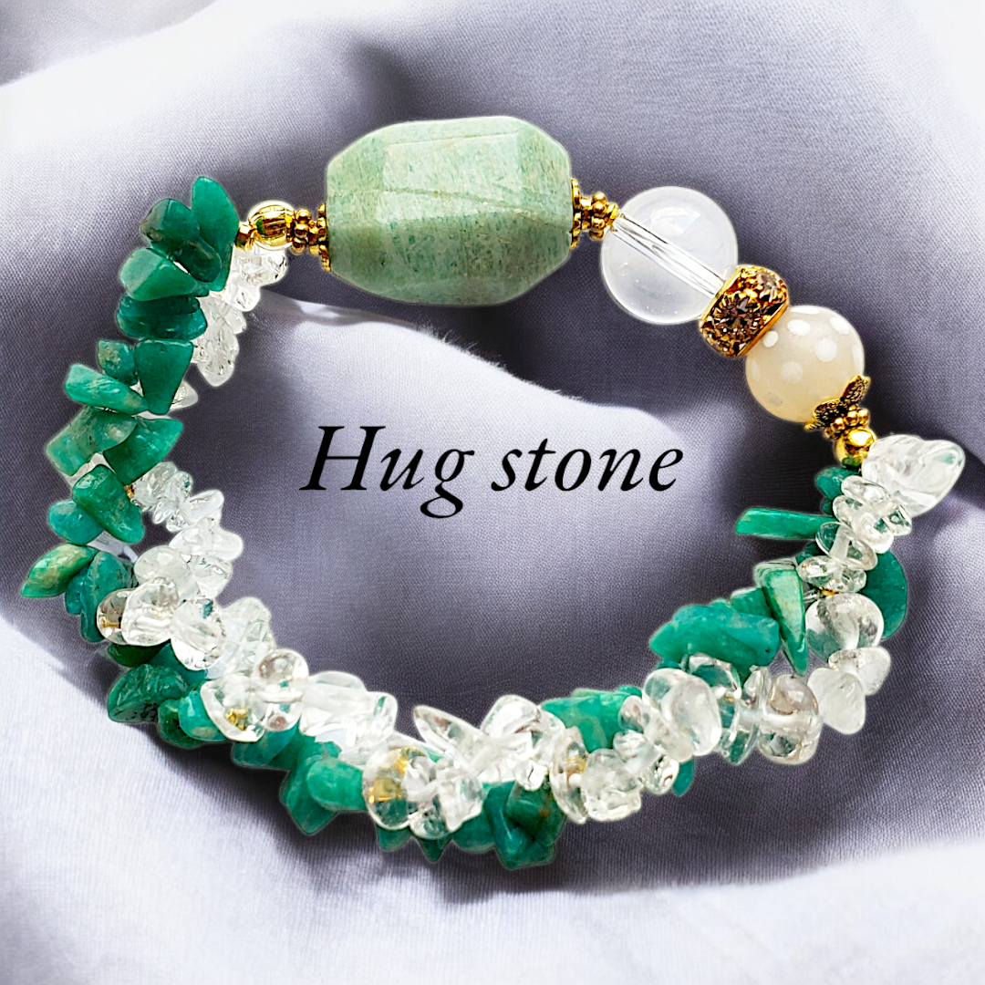 [聖なる石◆アマゾナイト]天然石ブレスレット 水晶 満天天珠