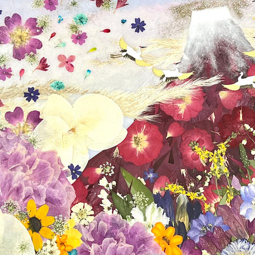 花乙女コレクション【押し花額　阿部とも　押し花・切手風】 押し花アート 小さな花束（押し花デザイン画） その他アート