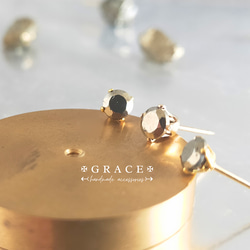 シックな色気✦パイライトのひと粒ピアス 4mm ゴールドサージカル