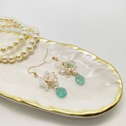 tama◆天使の羽カービング✧バイカラーフローライト アシンメトリーピアス K18バイカラートルマリン マロンカット アシンメトリーピアス