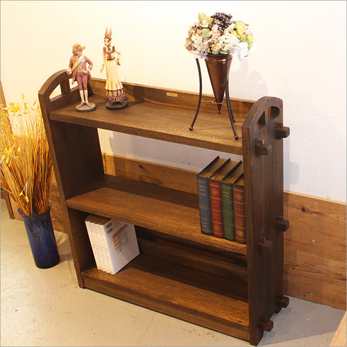 日本製 ケヤキ製 くさび式本棚 アンティーク リメイク品 3段 書棚 収納