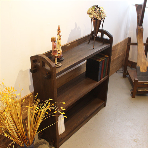 日本製 ケヤキ製 くさび式本棚 アンティーク リメイク品 3段 書棚 収納