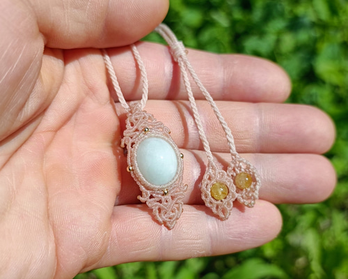 糸魚川翡翠のマクラメネックレス ネックレス・ペンダント マクラメと