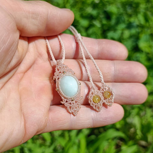 糸魚川翡翠のマクラメネックレス ネックレス・ペンダント マクラメと