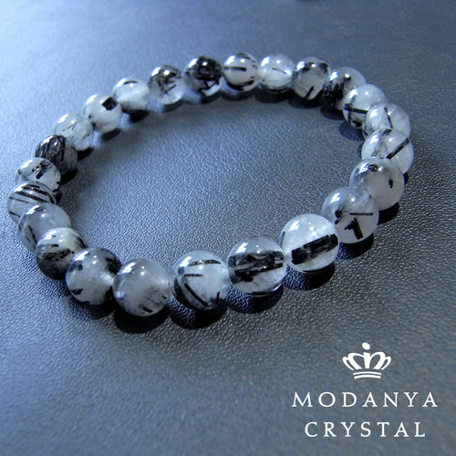 beads560]トルマリン イン クォーツ8mm ブレスレット 24粒