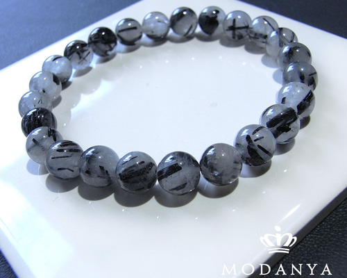 beads560]トルマリン イン クォーツ8mm ブレスレット 24粒