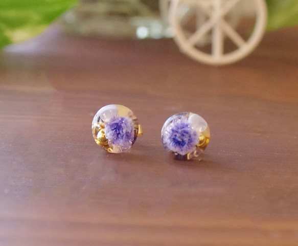 カスミソウとマザーオブパールの一粒ピアス ピアス（スタッド・一粒