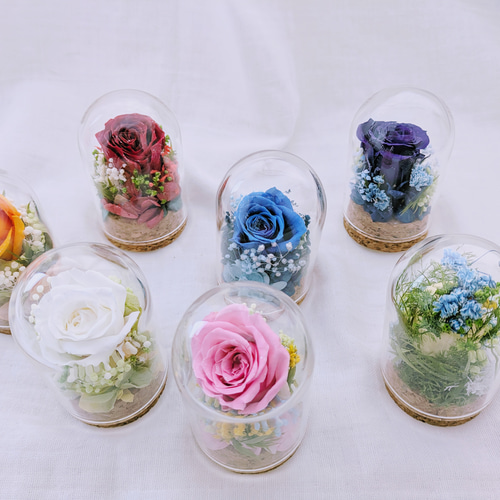 プリザーブドフラワー／ミニガラスドーム セピアピンクローズの