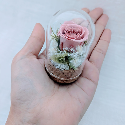 プリザーブドフラワー／ミニガラスドーム セピアピンクローズのミニ