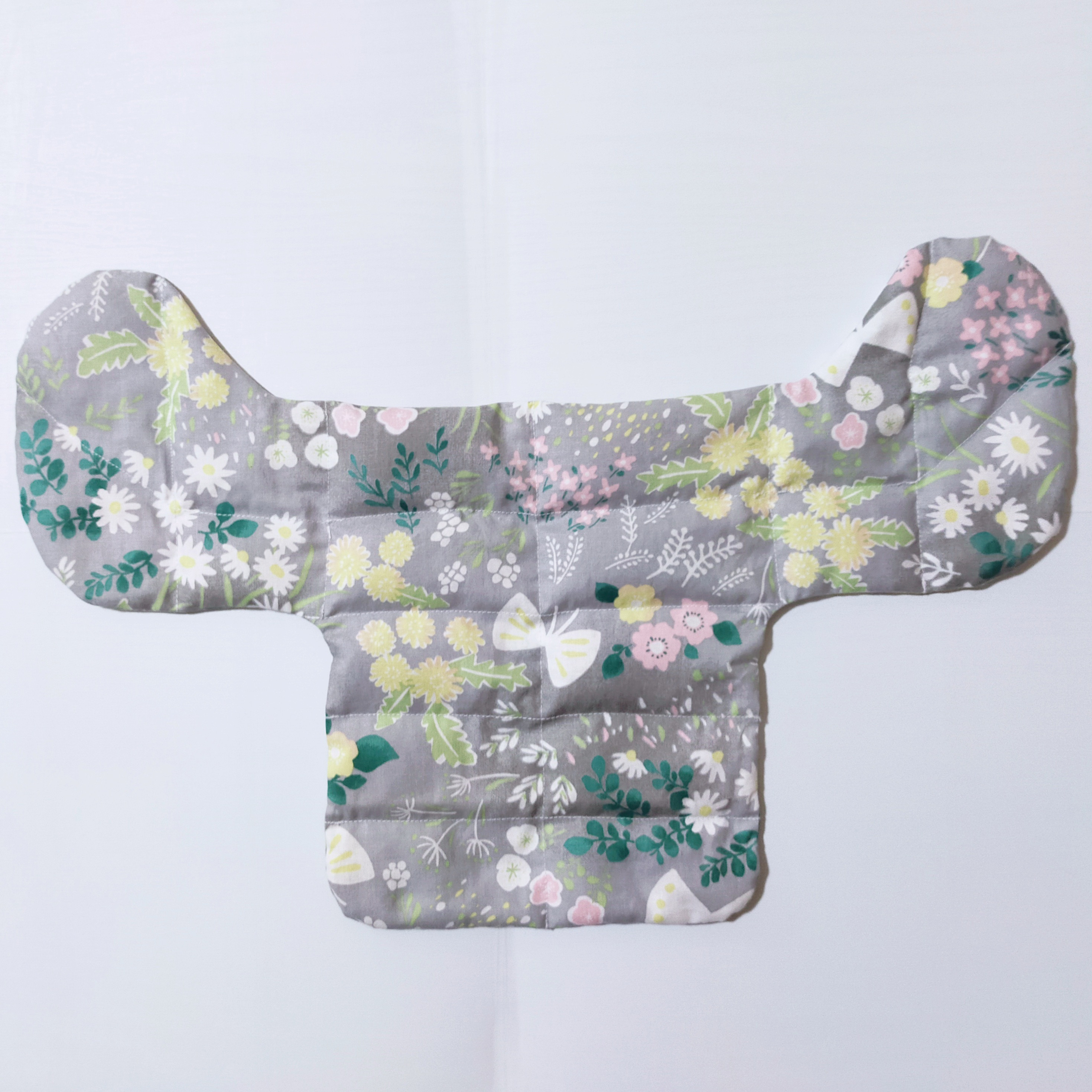 肩首けんこう骨を同時に温める  無農薬玄米カイロ【送料無料】ボタニカル柄 グレー