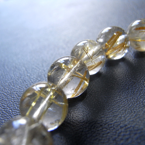 beads574]ルチルクォーツ（クリアタイプ）8.7mm ブレスレット 22粒