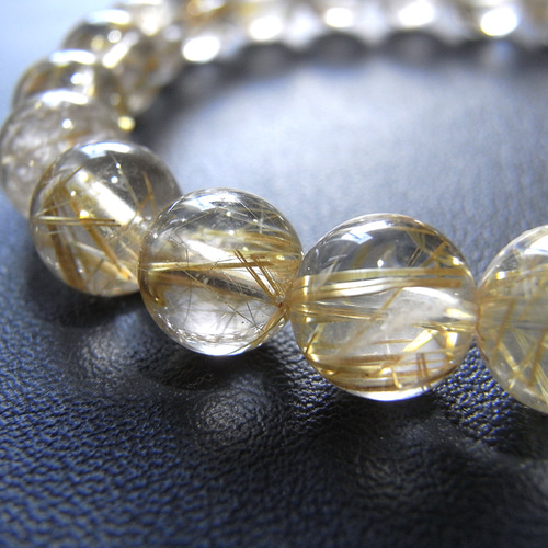 beads574]ルチルクォーツ（クリアタイプ）8.7mm ブレスレット 22粒