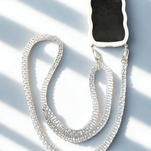 軽くてキラキラ☆スマホショルダーストラップ【シルバー】 ネック