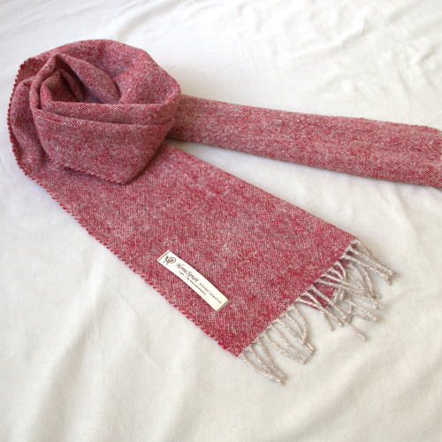 ホームスパンマフラー ナチュラルカラー×赤 ストール 植松久子 通販