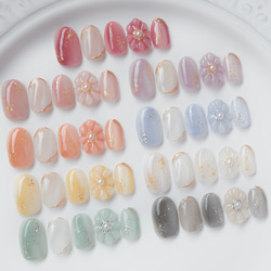 ネイルチップ 花 ニュアンス ちゅるん うるうる フルオーダー オーダーネイル ネイルチップ 花 ニュアンス ちゅるん うるうる フルオーダー オーダー
