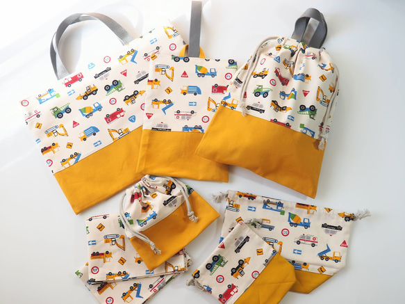はたらく車☆選べる入園入学セット☆レッスンバッグ・靴袋セット