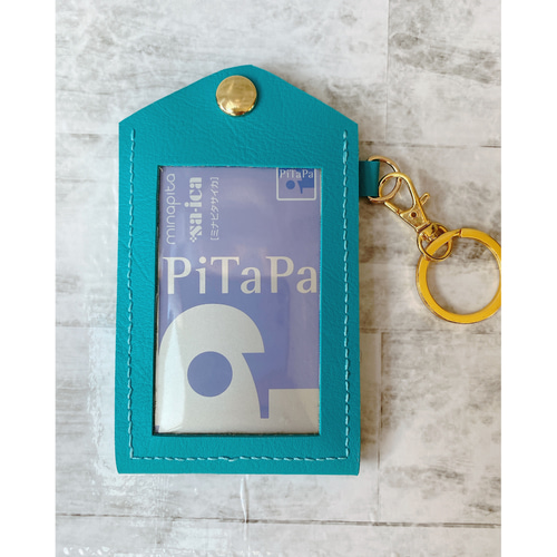 合皮】キャラクター刺繍 パスケース♬.*ﾟマリンブルー パスケース