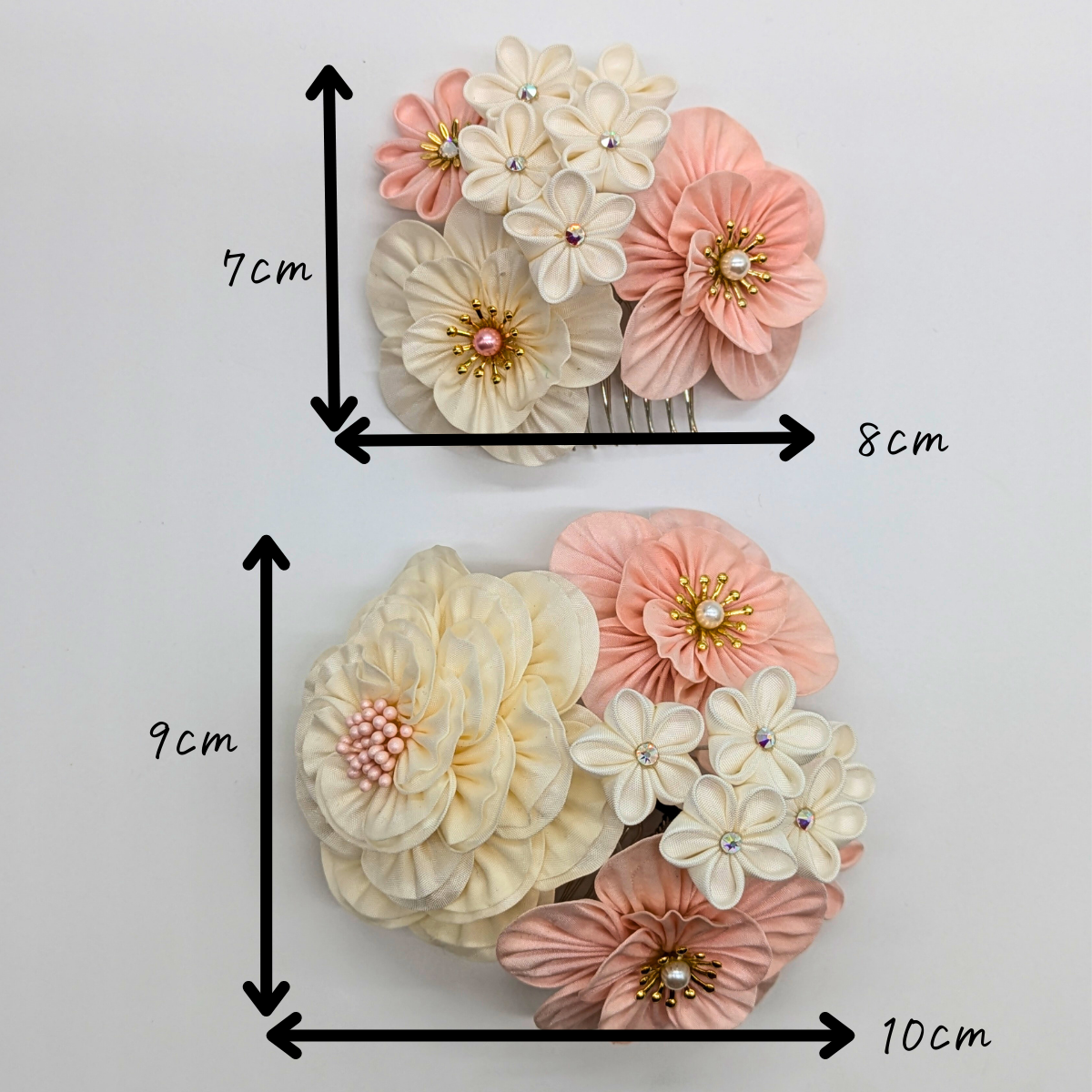 つまみ細工 髪飾り 成人式 前撮り 卒業式 白 ピンク  コーム pnk-11