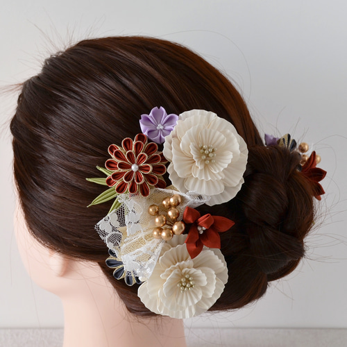 白牡丹のUピンかんざし ✤ 15本セット 成人式 卒業式 結婚式 七五三