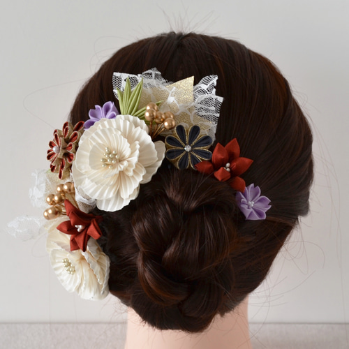 白牡丹のUピンかんざし ✤ 15本セット 成人式 卒業式 結婚式 七五三