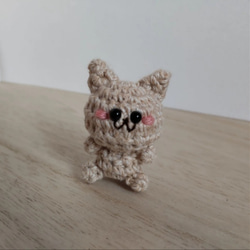 あみぐるみ ちびねこ 猫 スコティッシュ風 グレーw キーホルダー