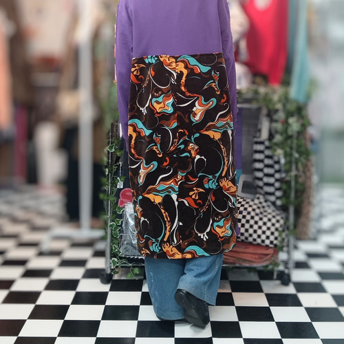 リメイク ベロアマーブル切り替えスウェットワンピース ワンピース