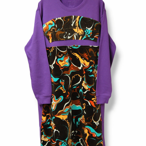 リメイク ベロアマーブル切り替えスウェットワンピース ワンピース