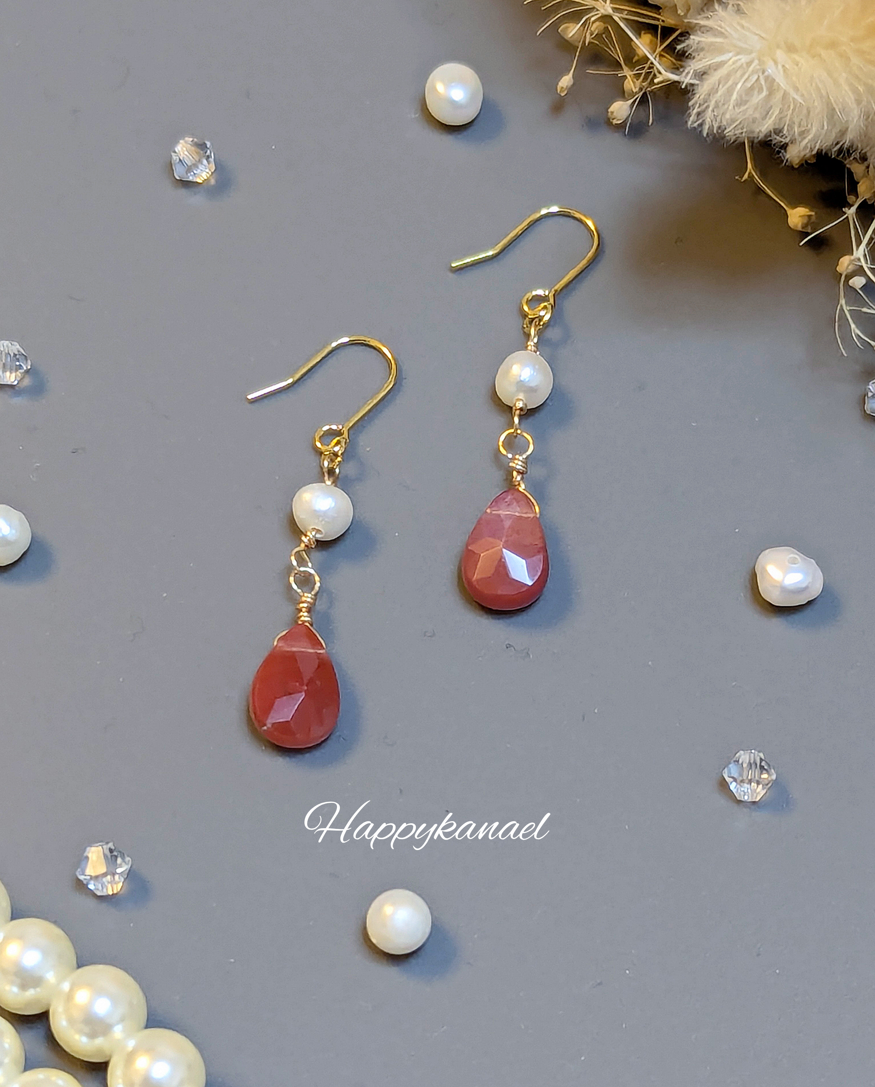 アンデシンと淡水パールのピアス　k16gpフック 5,037円