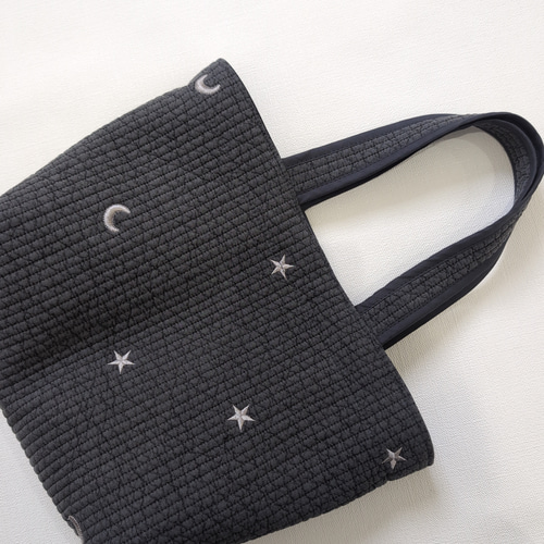 専用商品 ヌビ ランチトートLサイズ✱ハート✱ムーンスター✱ハンドメイド ✱受注制作✱ヌビバッグ Lサイズ/ヌビトートバッグ/ ランチ