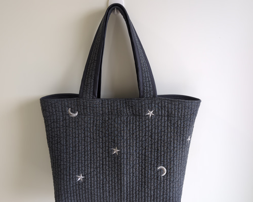専用商品 ヌビ ランチトートLサイズ✱ハート✱ムーンスター✱ハンドメイド ✱受注制作✱ヌビバッグ Lサイズ/ヌビトートバッグ/ ランチ