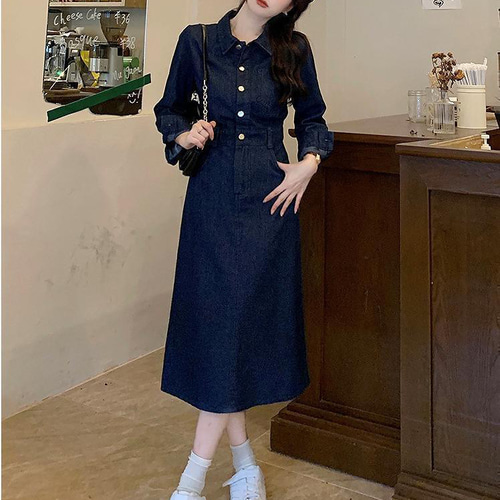 大きいサイズ レディース 秋 冬 デニム ワンピース 新品 長袖 春