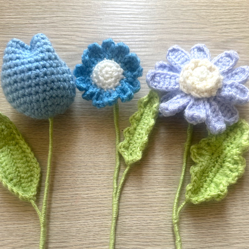 かぎ針編み フラワーブーケ ブルー系 あみぐるみ M 通販 18623676
