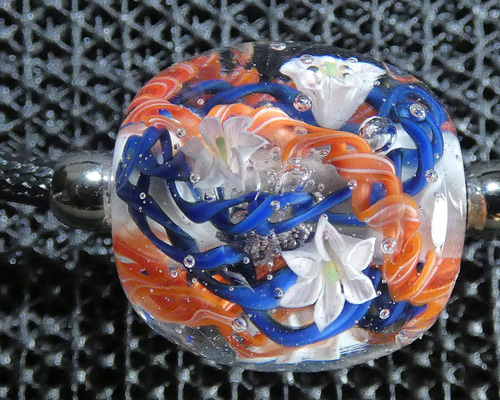 とんぼ玉、百合とアゲハ蝶NO.1（ガラス、とんぼ玉、蝶々、一点物