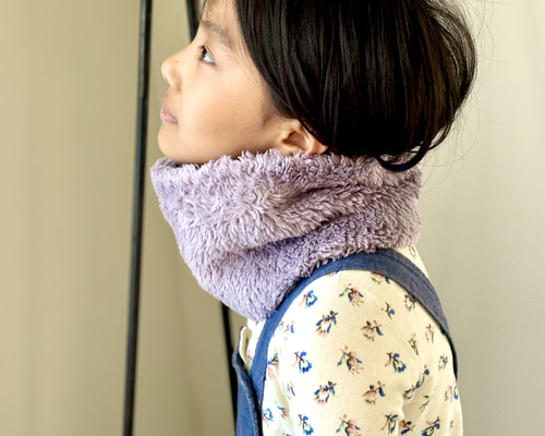 Kid'sラベンダー染Organiccotton Fur ふわふわネックウォーマー【Big