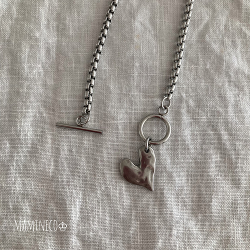 オールステンレス製 甲丸ベネチアンチェーンマンテルネックレス 約4mm