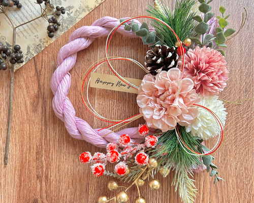 2025お正月飾り*しめ縄リース No.387 しめ縄リース2025 ハンドメイドお正月飾り玄関リース しめ飾り