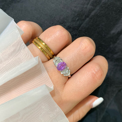 「バイオレット 」K18  天然パープルサファイア　天然ダイヤモンド　リング　成功　誠実　慈愛　9月誕生石　高貴 6枚目の画像