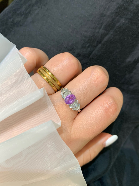 「バイオレット 」K18  天然パープルサファイア　天然ダイヤモンド　リング　成功　誠実　慈愛　9月誕生石　高貴 6枚目の画像