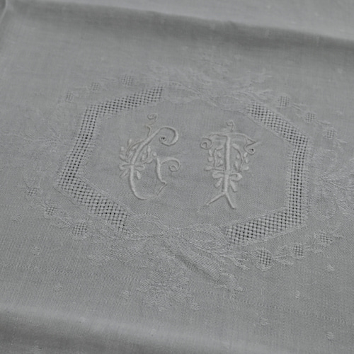 アンティーク リネントーション モノグラム刺繍CT [Ca] 生地