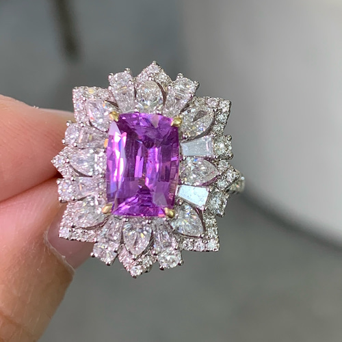 【ポイント10倍】 バイオレット 」K18 天然パープルサファイア 天然ダイヤモンド アクセサリー