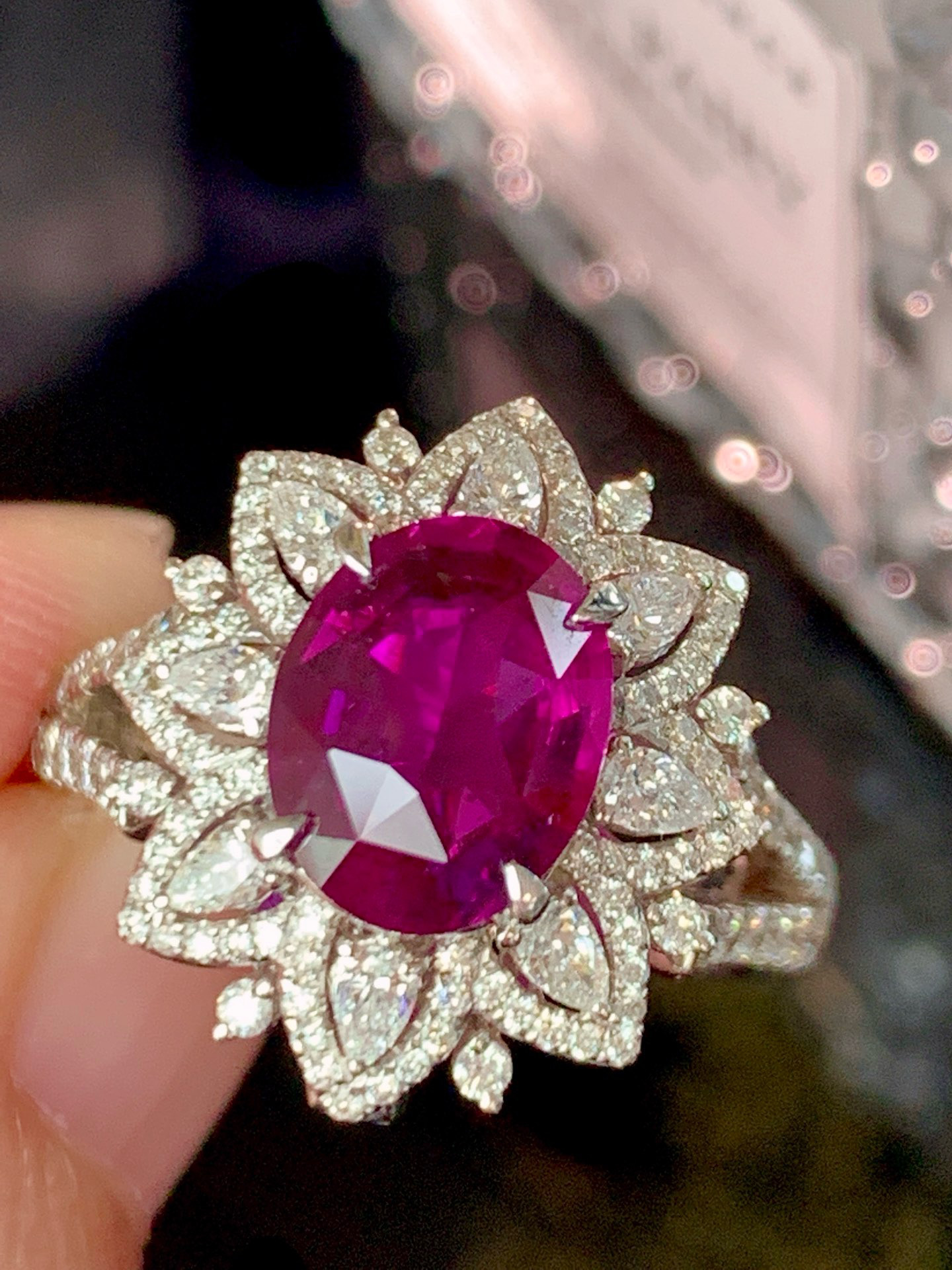 「バイオレット 」K18  天然パープルサファイア　天然ダイヤモンド　リング　成功　誠実　慈愛　9月誕生石 高貴2way