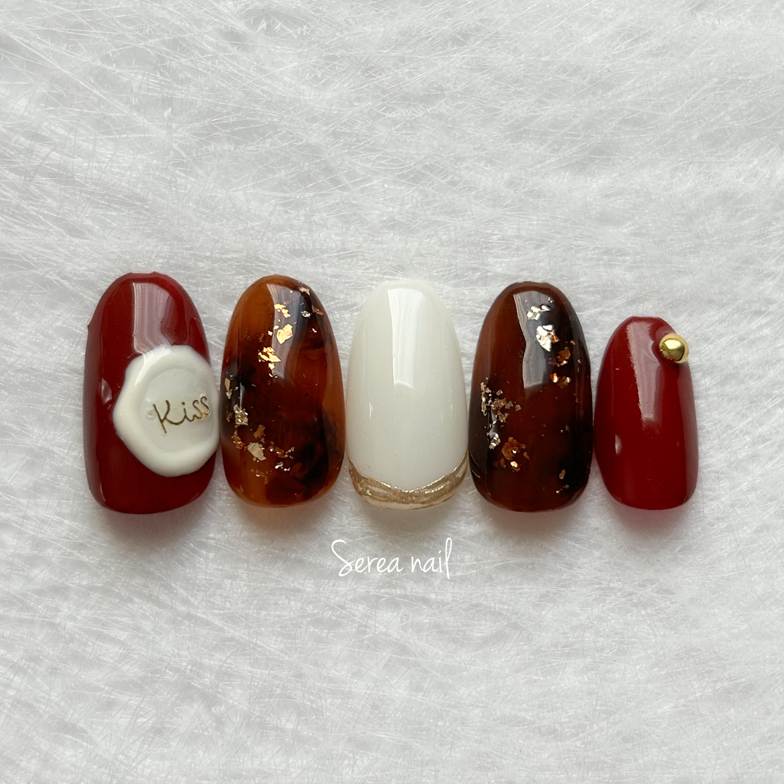 べっ甲×シーリングスタンプ風ネイルチップ ネイルチップ（つけ爪