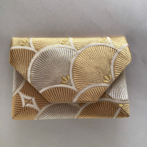 袋帯 数寄屋袋 結婚式バッグ リサイクル正絹袋帯 若松青海波文